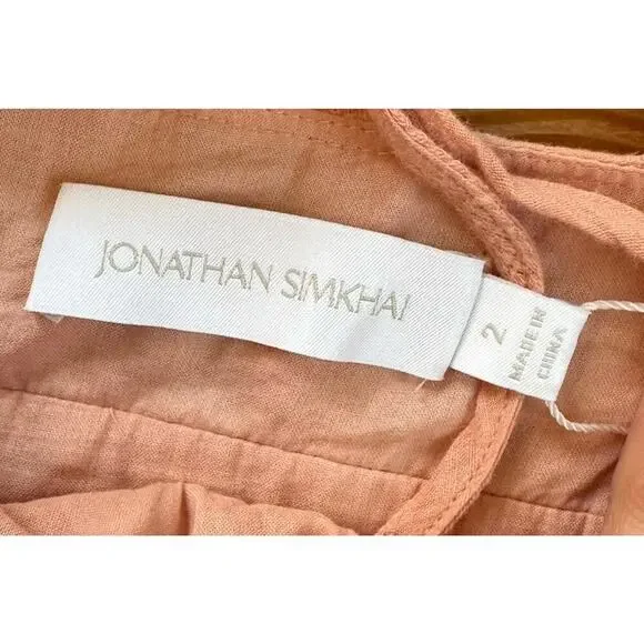 NWT Jonathan Simkhai Wilder Gauzy Cotton Midi Dress Size 2 Women’s Mauve - Picture 4 of 8